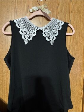 PerSeption Concept Black Camisole with White Lace Collar